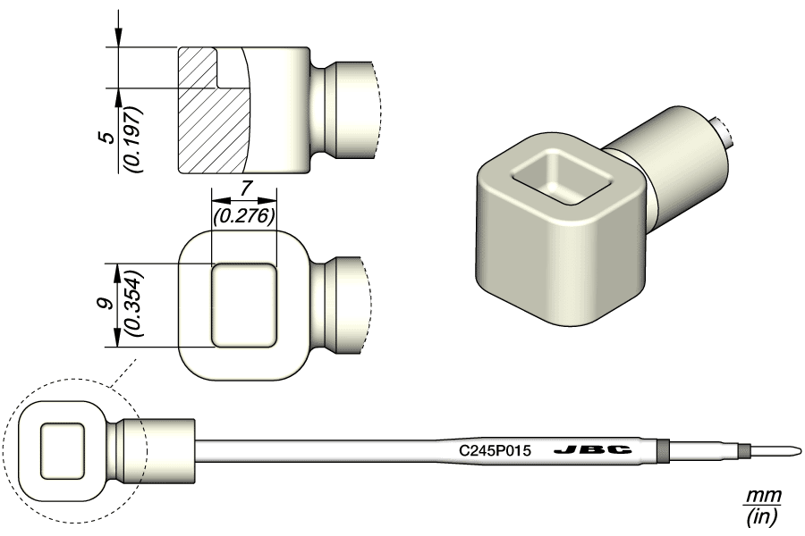 C245P015 - Solder Pot Cartridge 9 x 7